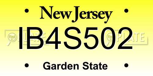 IB4S502 New Jersey License Plate