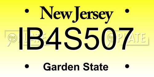 IB4S507 New Jersey License Plate