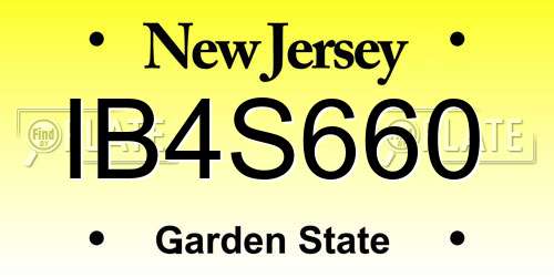 IB4S660 New Jersey License Plate