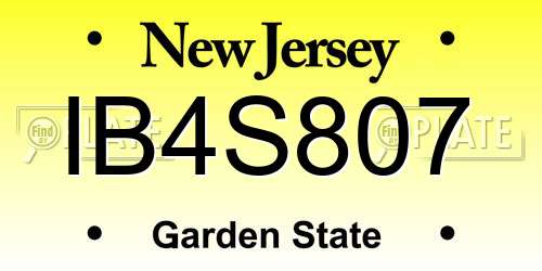 IB4S807 New Jersey License Plate