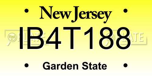 IB4T188 New Jersey License Plate