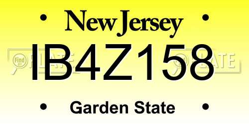 IB4Z158 New Jersey License Plate