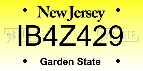 IB4Z429 New Jersey License Plate