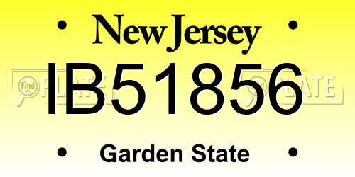 IB51856 New Jersey License Plate