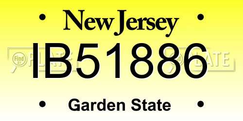 IB51886 New Jersey License Plate