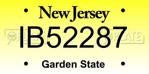 IB52287 New Jersey License Plate