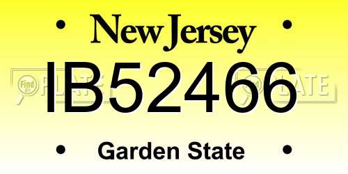 IB52466 New Jersey License Plate