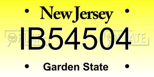 IB54504 New Jersey License Plate
