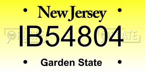 IB54804 New Jersey License Plate