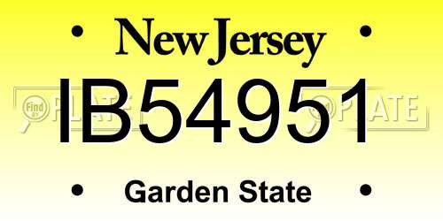 IB54951 New Jersey License Plate