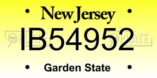 IB54952 New Jersey License Plate