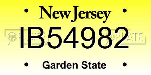 IB54982 New Jersey License Plate