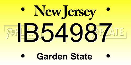 IB54987 New Jersey License Plate