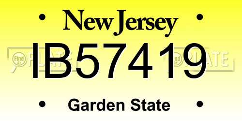 IB57419 New Jersey License Plate