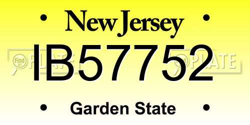 IB57752 New Jersey License Plate