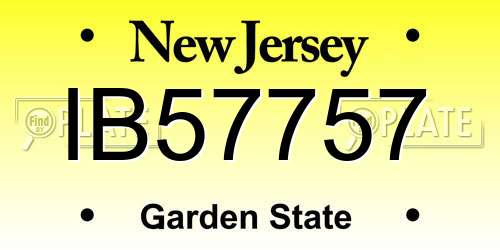 IB57757 New Jersey License Plate