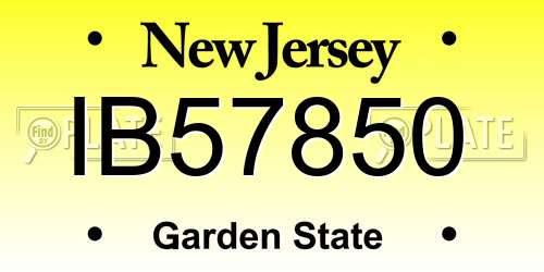 IB57850 New Jersey License Plate