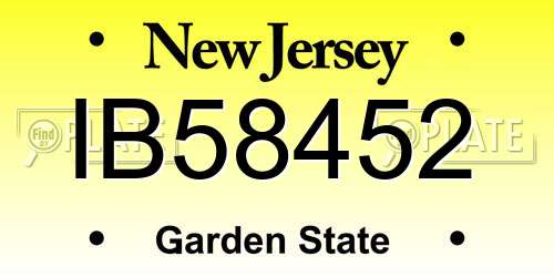 IB58452 New Jersey License Plate