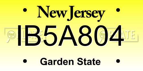 IB5A804 New Jersey License Plate
