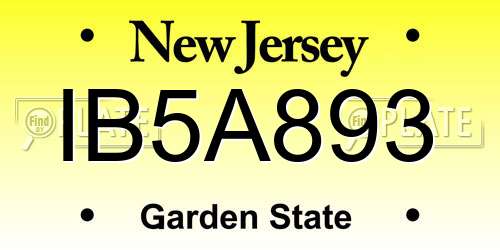 IB5A893 New Jersey License Plate