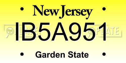 IB5A951 New Jersey License Plate