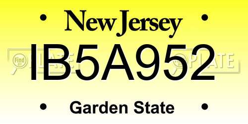 IB5A952 New Jersey License Plate
