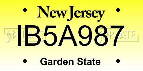 IB5A987 New Jersey License Plate