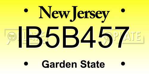 IB5B457 New Jersey License Plate