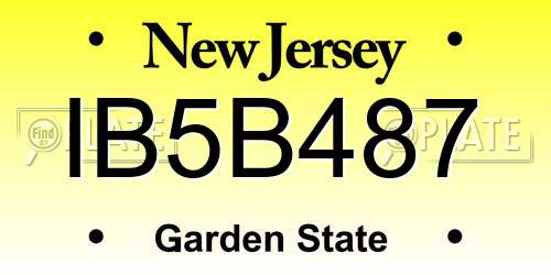 IB5B487 New Jersey License Plate