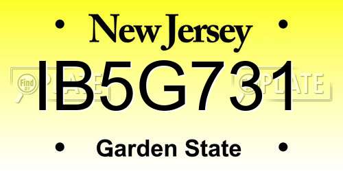 IB5G731 New Jersey License Plate