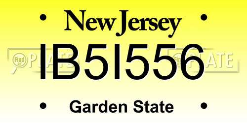 IB5I556 New Jersey License Plate