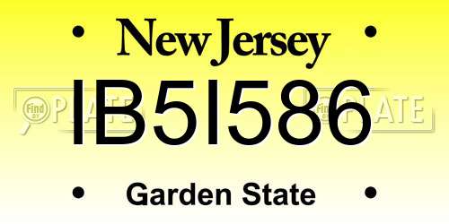 IB5I586 New Jersey License Plate