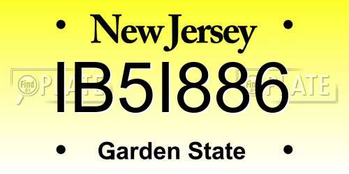 IB5I886 New Jersey License Plate