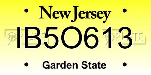 IB5O613 New Jersey License Plate