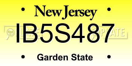 IB5S487 New Jersey License Plate