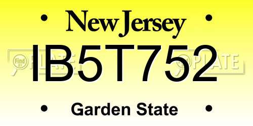 IB5T752 New Jersey License Plate