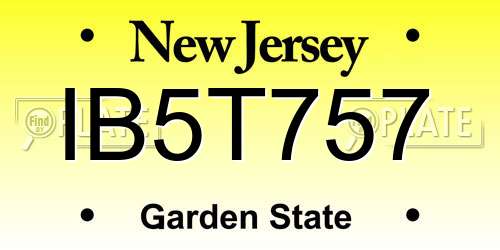 IB5T757 New Jersey License Plate