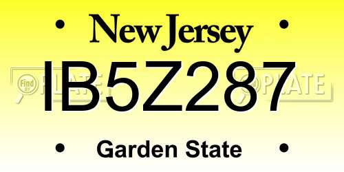 IB5Z287 New Jersey License Plate