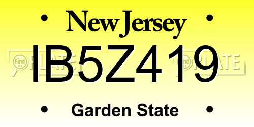 IB5Z419 New Jersey License Plate
