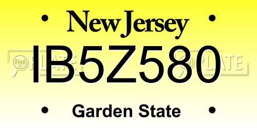 IB5Z580 New Jersey License Plate