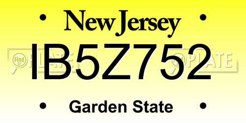 IB5Z752 New Jersey License Plate
