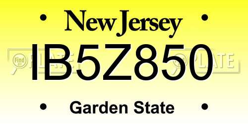 IB5Z850 New Jersey License Plate