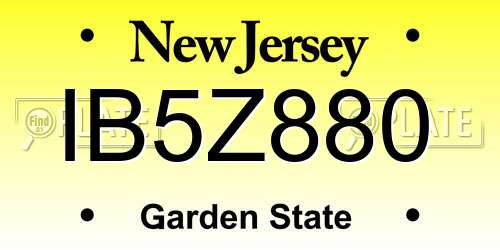 IB5Z880 New Jersey License Plate