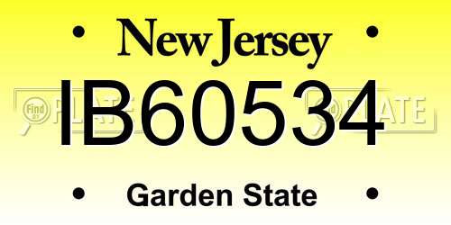 IB60534 New Jersey License Plate