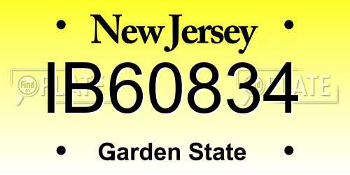 IB60834 New Jersey License Plate