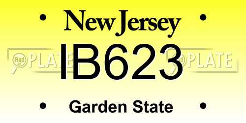 IB623 New Jersey License Plate
