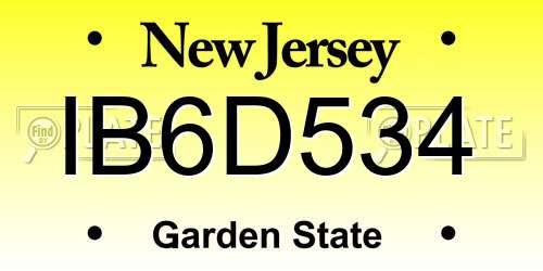 IB6D534 New Jersey License Plate