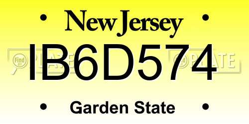 IB6D574 New Jersey License Plate