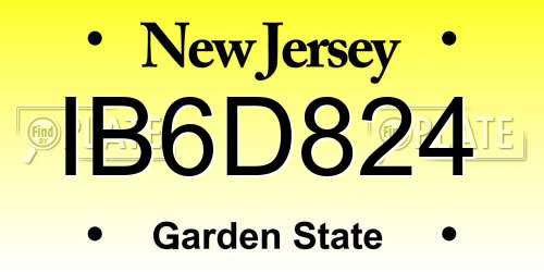IB6D824 New Jersey License Plate
