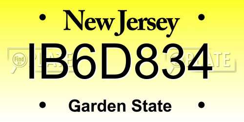 IB6D834 New Jersey License Plate